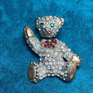 Crystal Teddy Bear Brooch